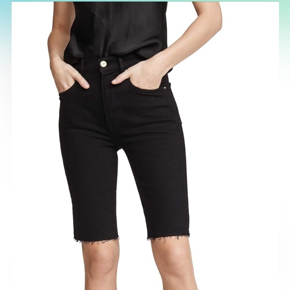FRAME Women's Le Vintage Bermuda Raw Edge Shorts Black Size‎ 23